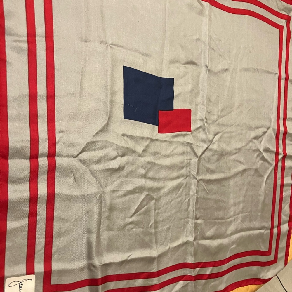 John Casanova’s vintage silk scarf.  Gray and Red Geometric Scarf signed